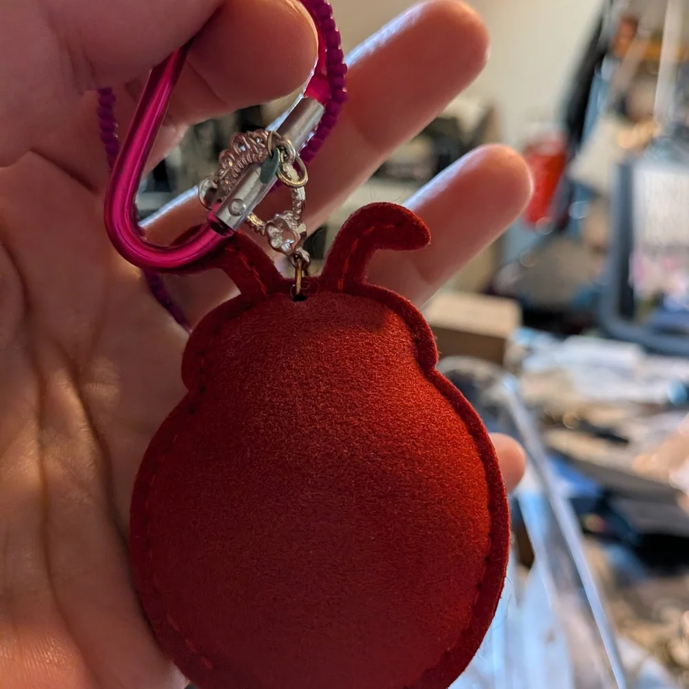 Red and Black Crystals Ladybug Pillowed Large Keychain Bag Charm